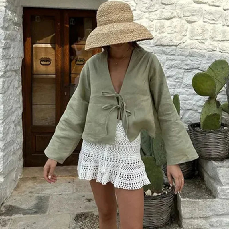 Summer Lace-Up Flare Top