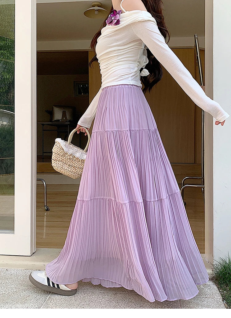 Cute Mesh Pleated Skirt