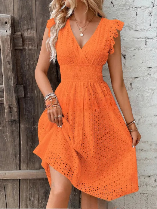Emma V-Neck Lace Beach Dress