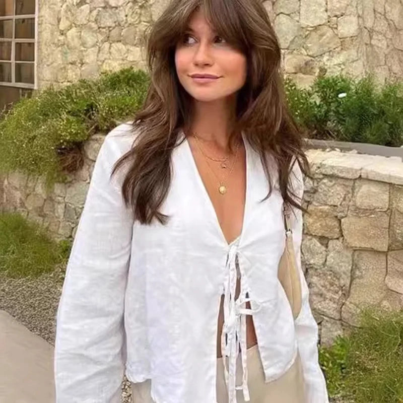 Summer Lace-Up Flare Top