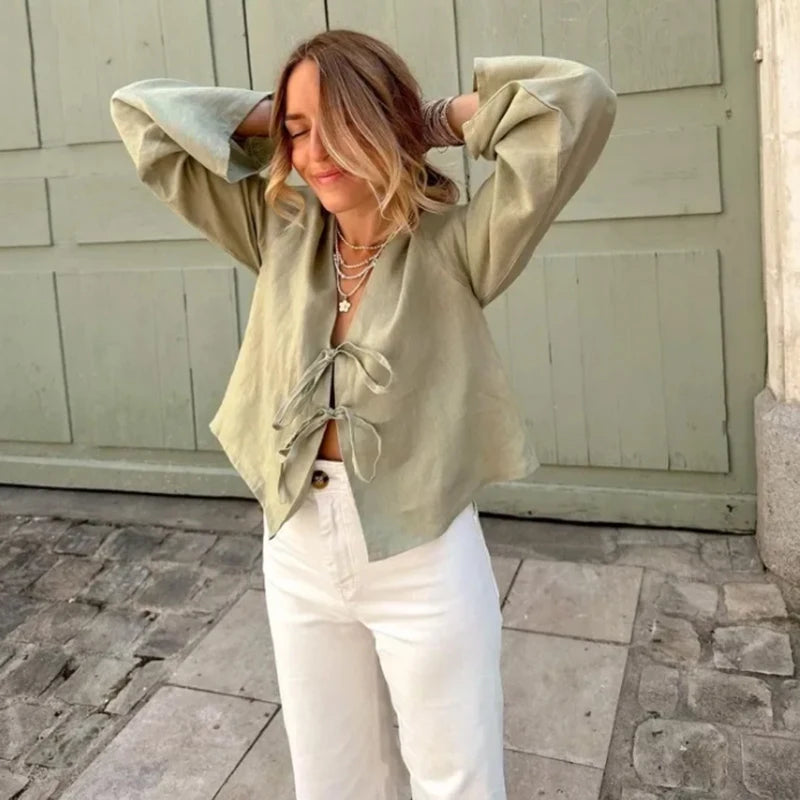 Summer Lace-Up Flare Top