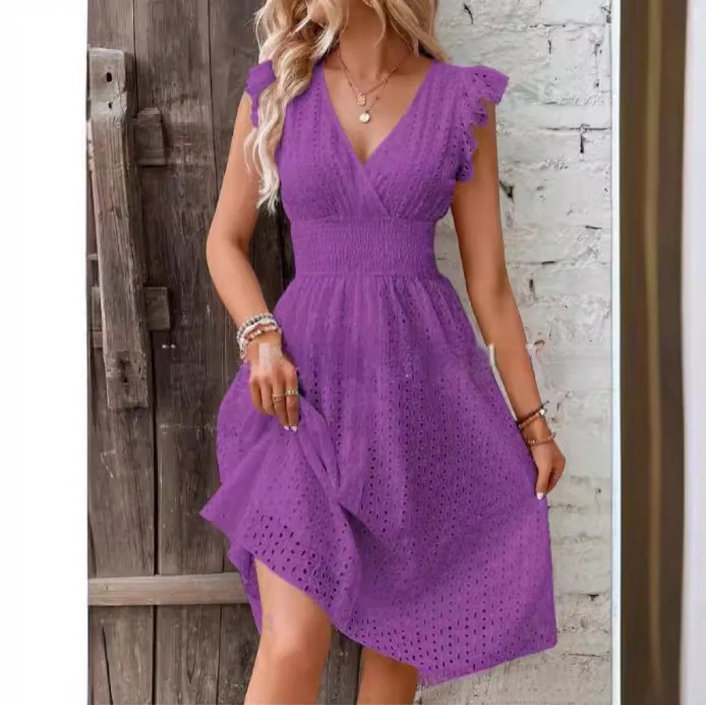 Emma V-Neck Lace Beach Dress