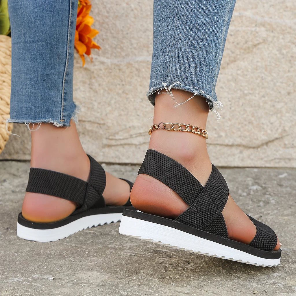Trendy Black Flat Sandals