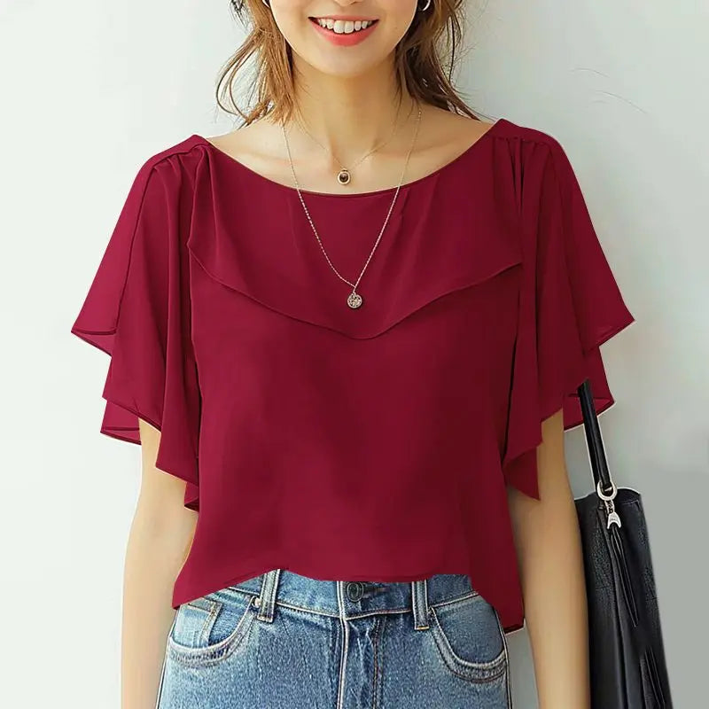 Elegant Short Sleeve Blouse