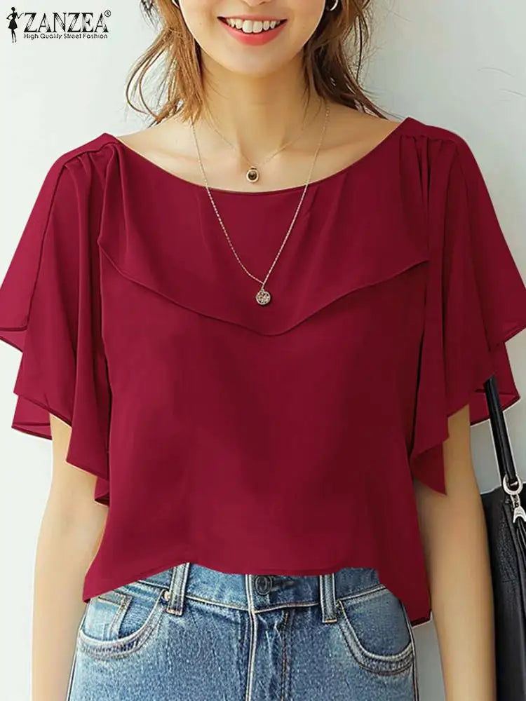 Elegant Short Sleeve Blouse