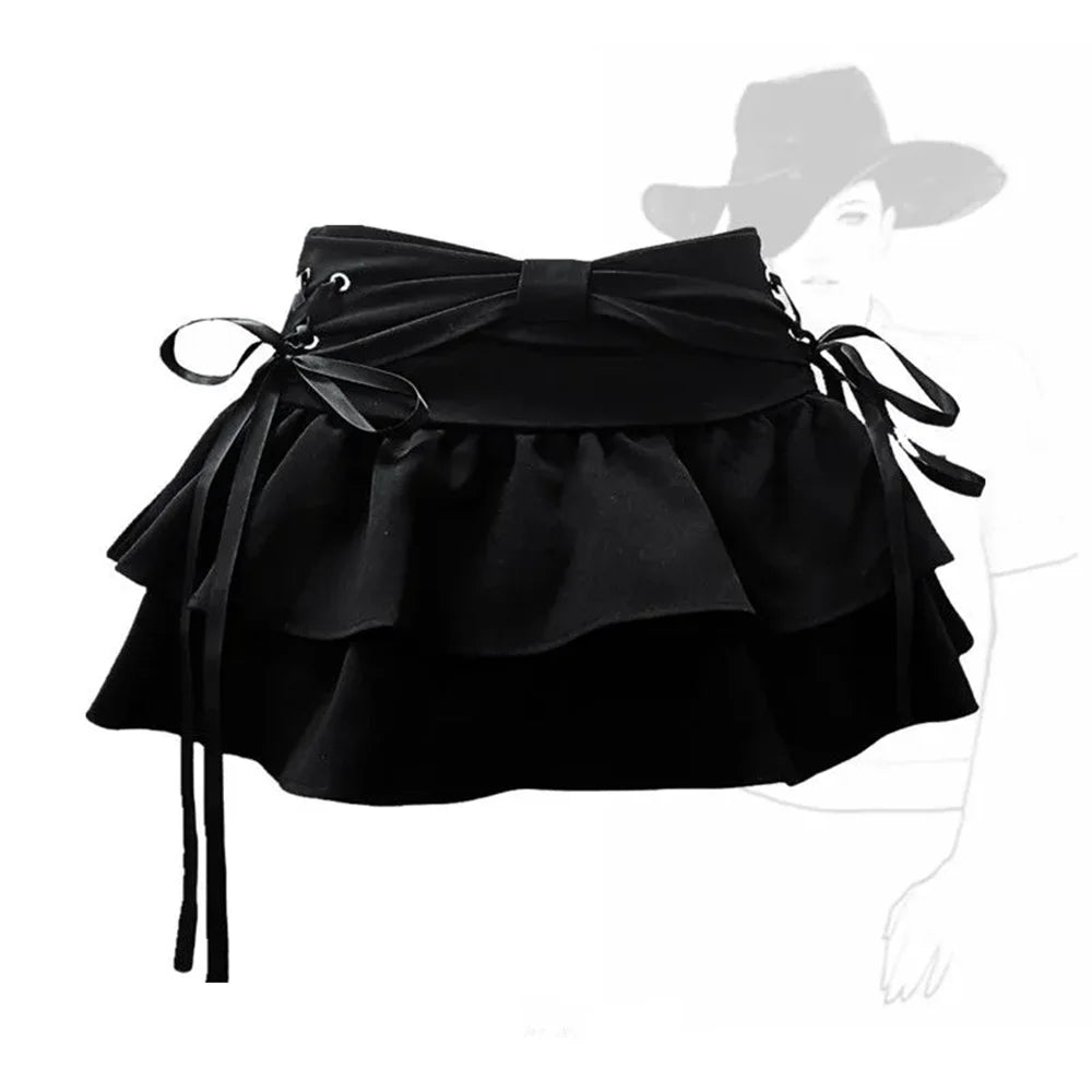 Kawaii Bow Vintage Mini Denim Skirt