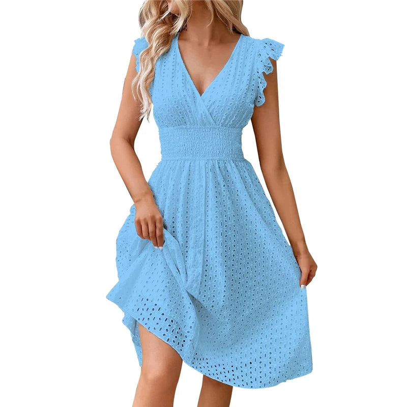 Emma V-Neck Lace Beach Dress