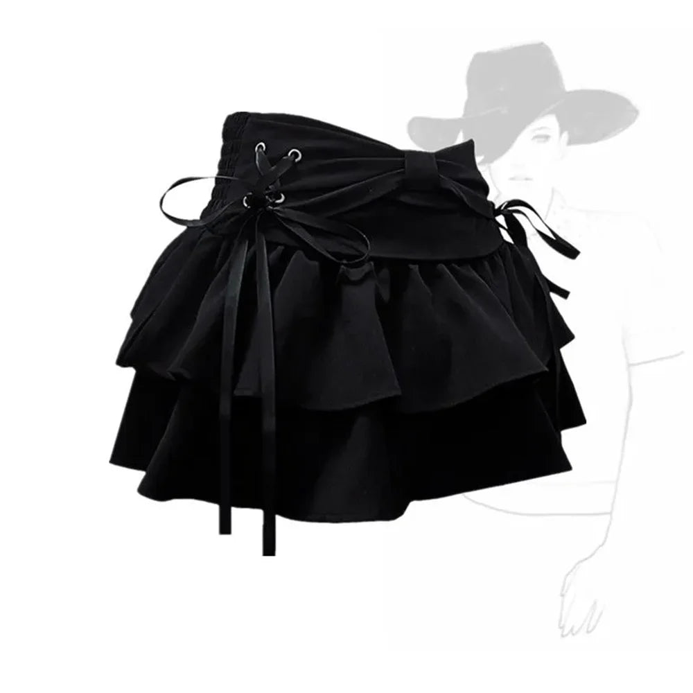 Kawaii Bow Vintage Mini Denim Skirt