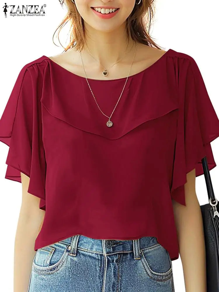 Elegant Short Sleeve Blouse