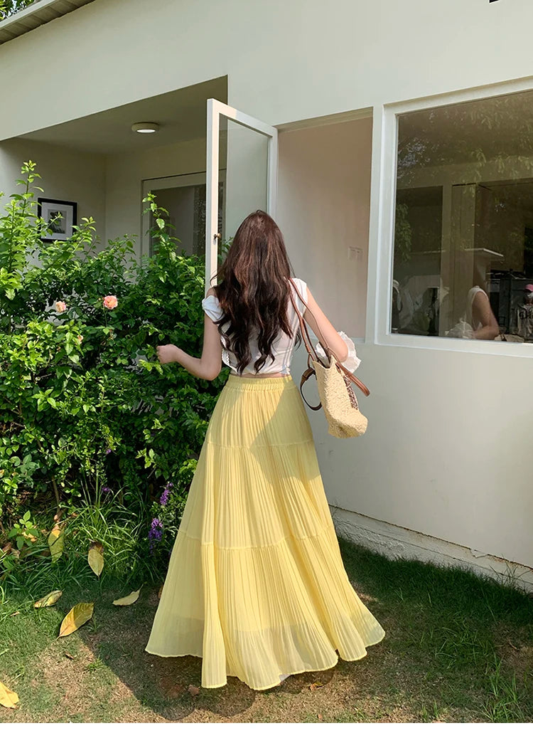 Cute Mesh Pleated Skirt