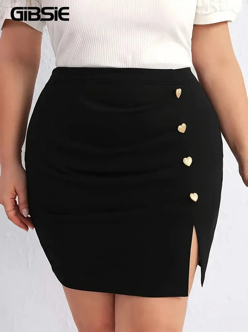 Black Button-Detail Mini Skirt