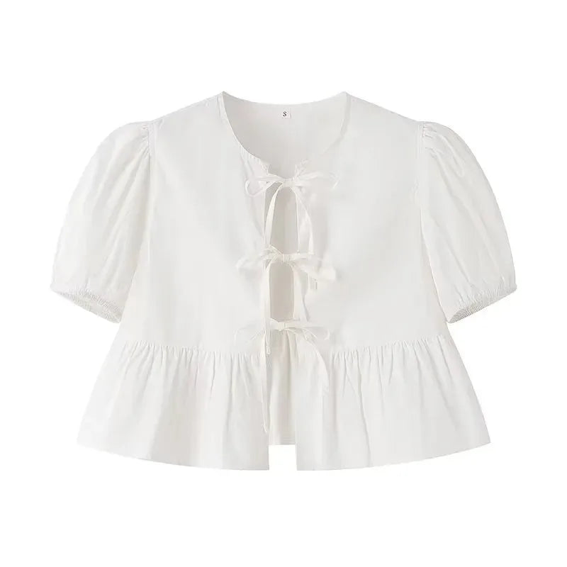 Ruffle Puff Sleeve Blouses