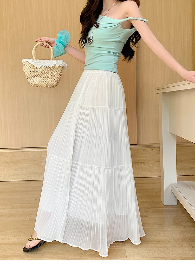 Cute Mesh Pleated Skirt