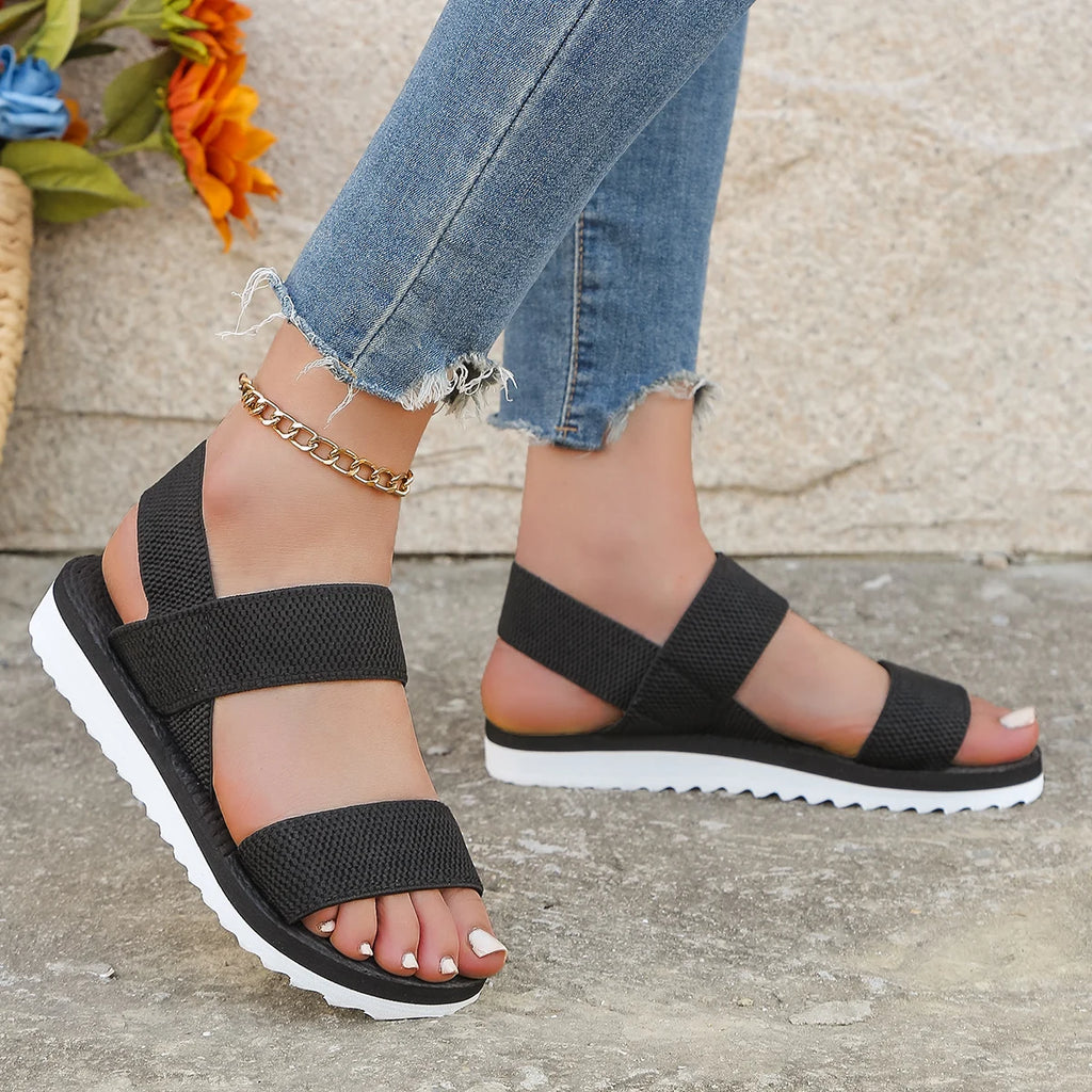 Trendy Black Flat Sandals