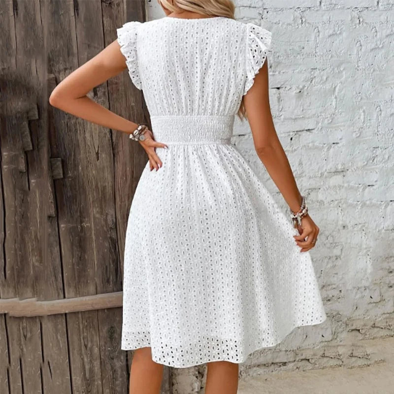Emma V-Neck Lace Beach Dress