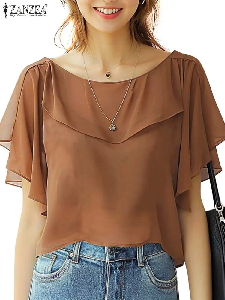 Elegant Short Sleeve Blouse