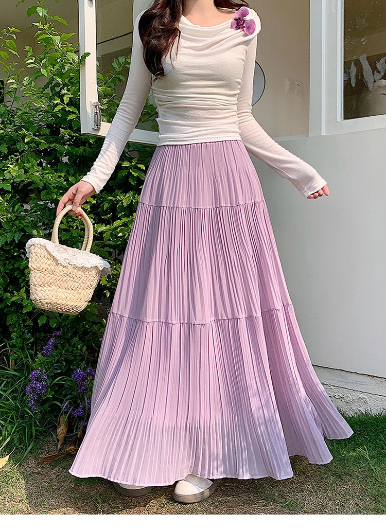 Cute Mesh Pleated Skirt