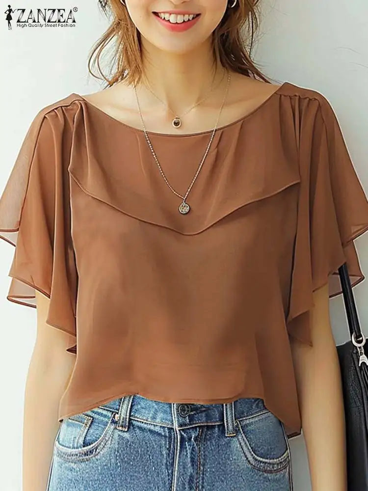 Elegant Short Sleeve Blouse