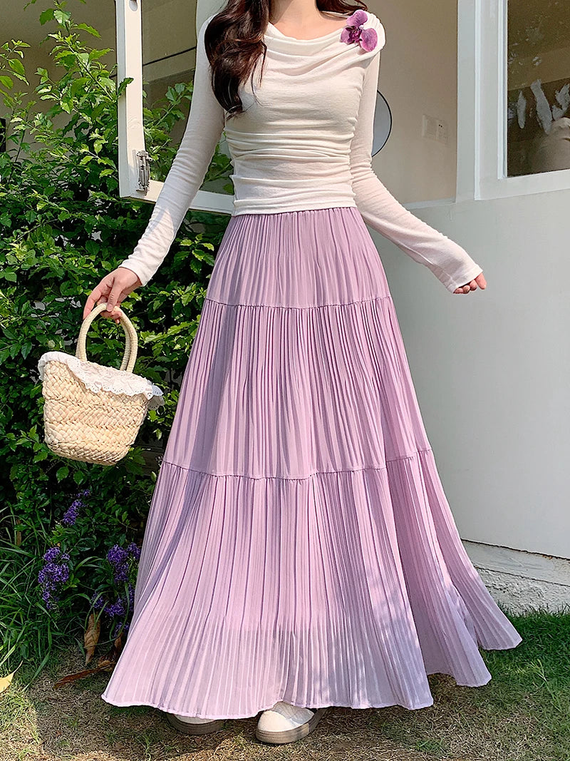 Cute Mesh Pleated Skirt