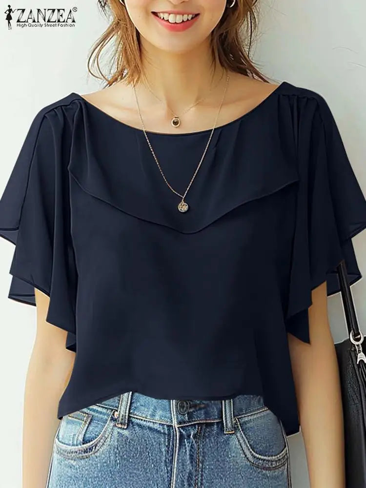 Elegant Short Sleeve Blouse