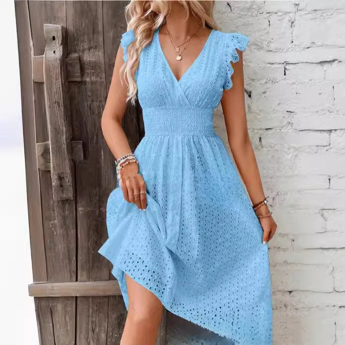 Emma V-Neck Lace Beach Dress