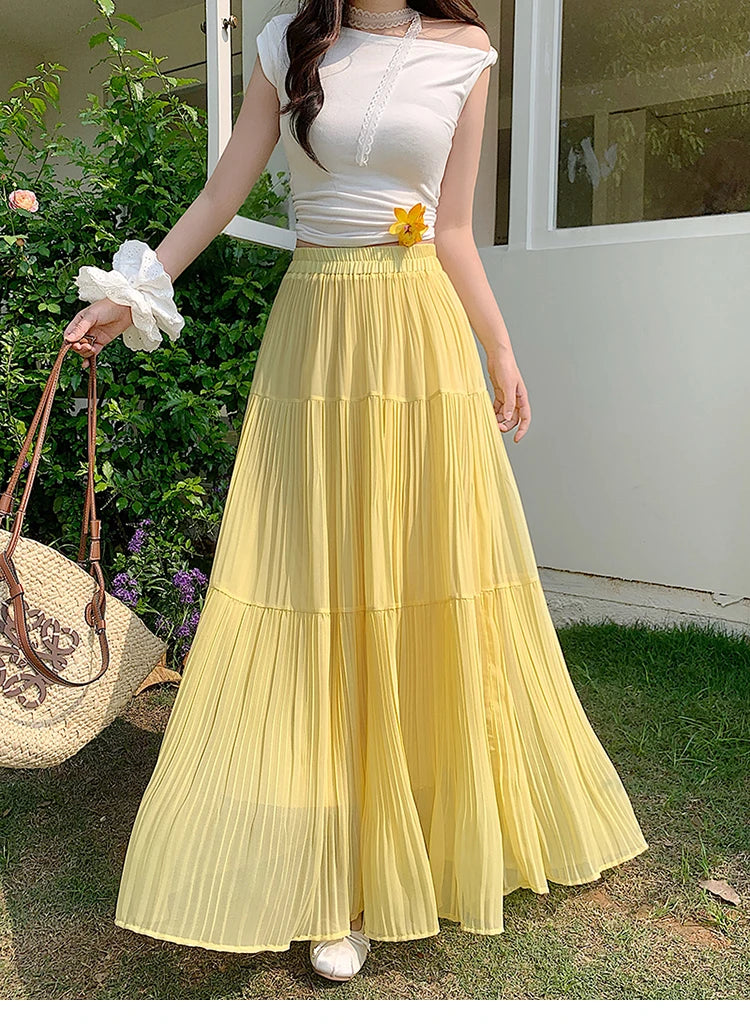Cute Mesh Pleated Skirt